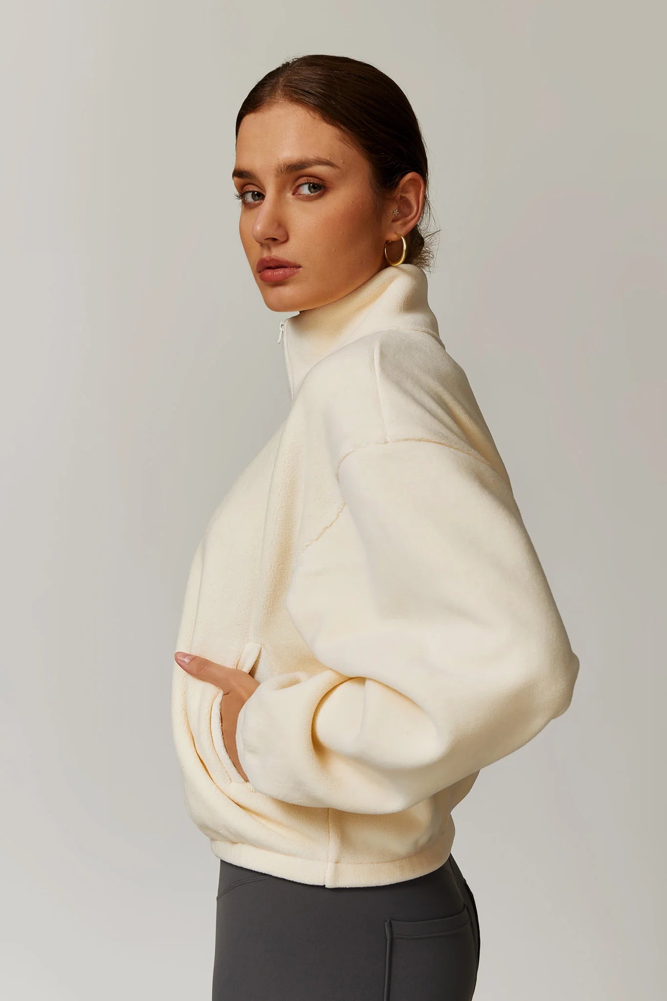 The Cozy Fleece Zip Sweater - Elevate Cream / S