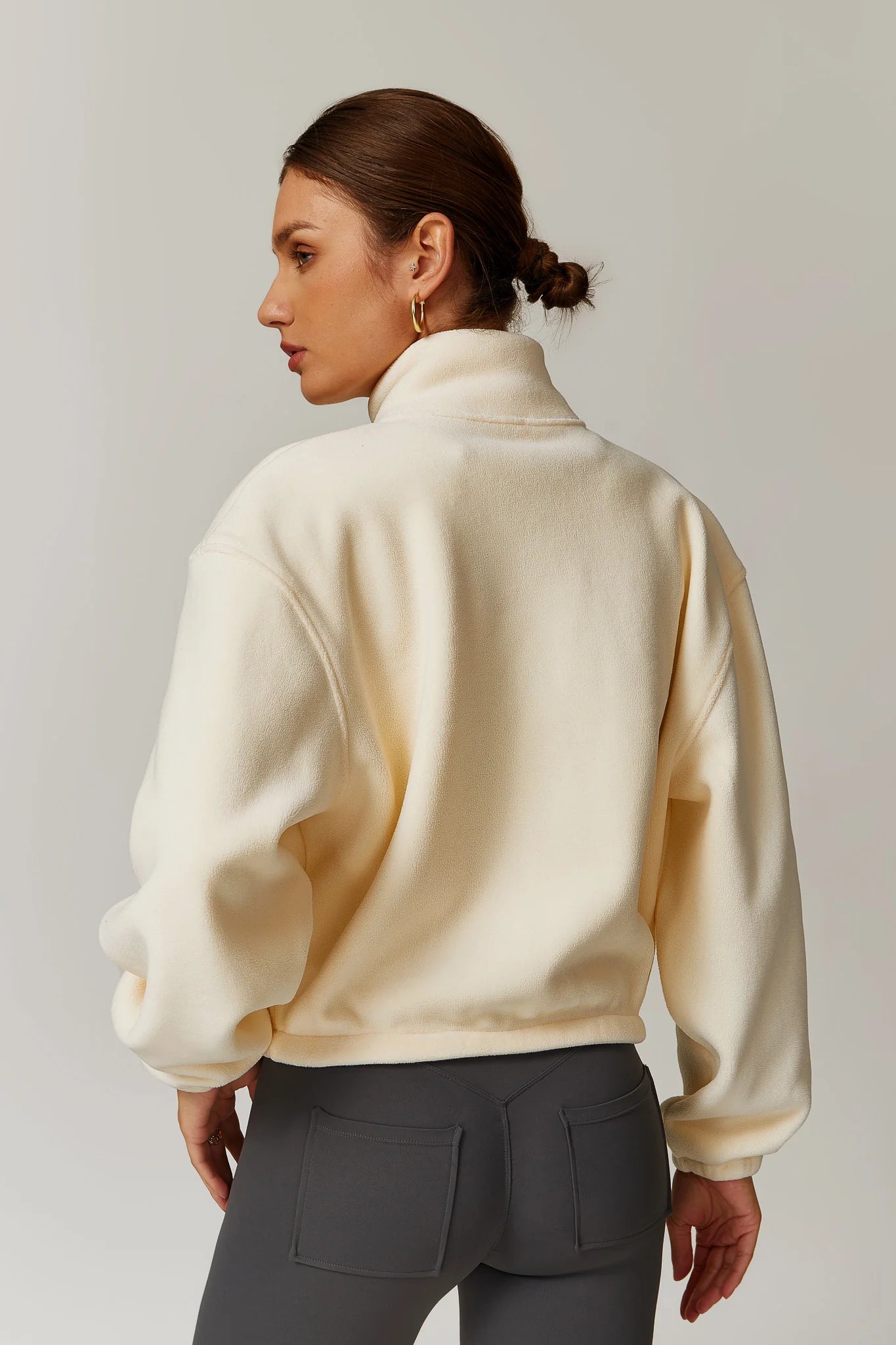 The Cozy Fleece Zip Sweater - Elevate Cream / S