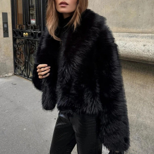 THE BLACK FAUX FUR COAT