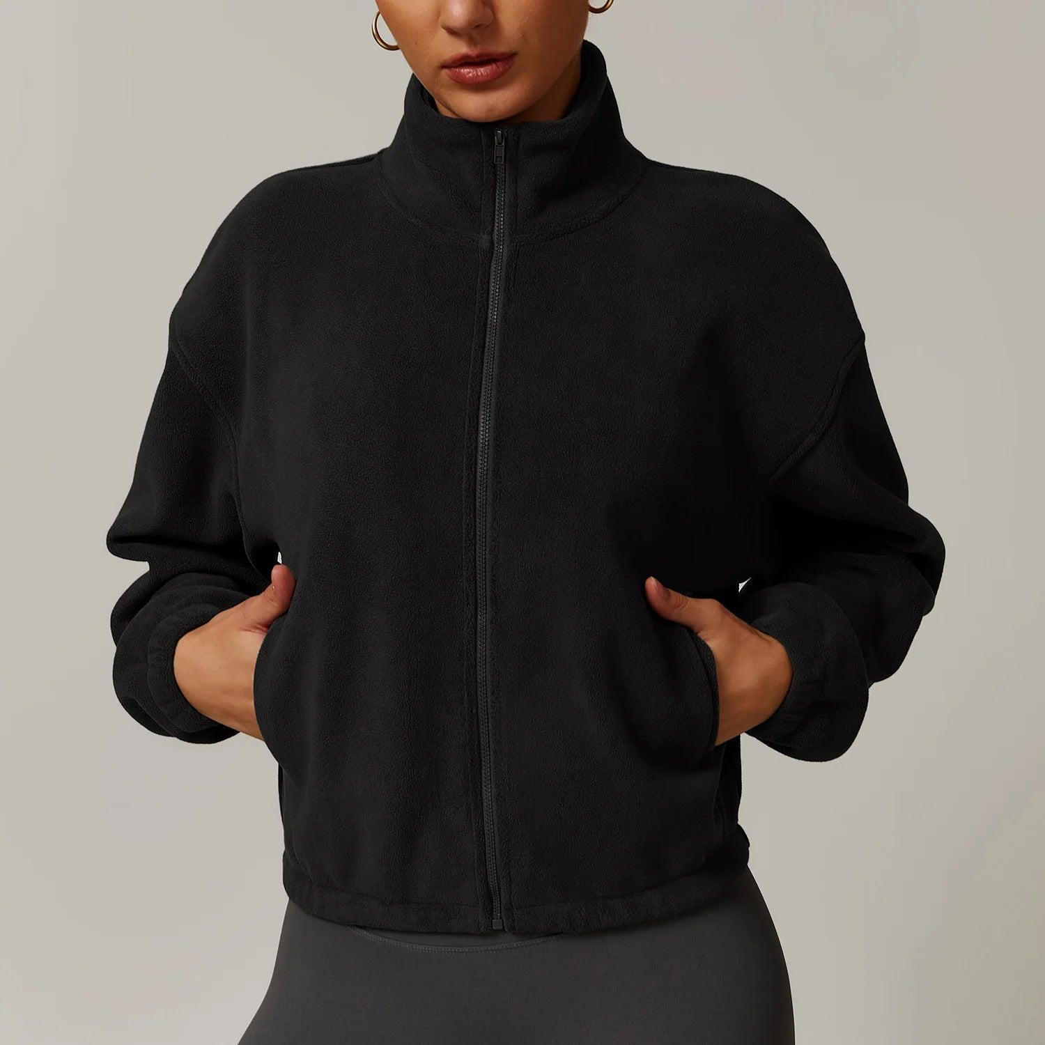 The Cozy Fleece Zip Sweater - Elevate Black / S