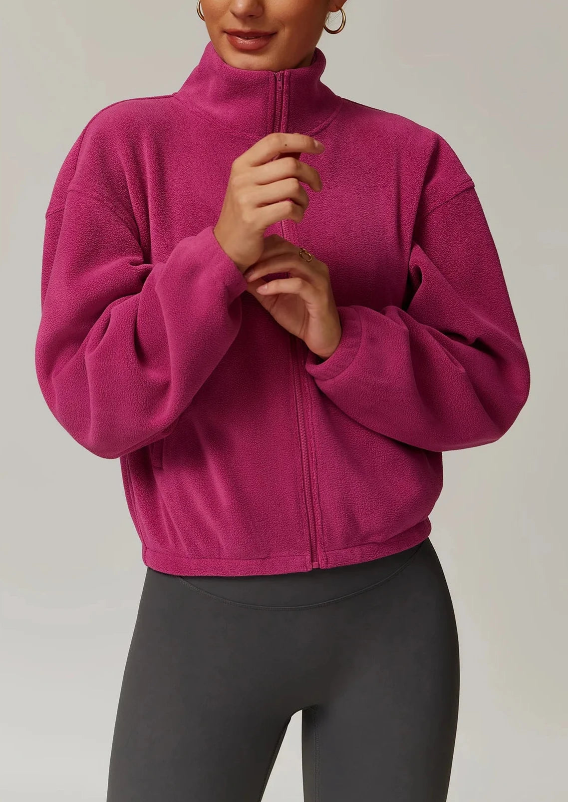 The Cozy Fleece Zip Sweater - Elevate Berry / S